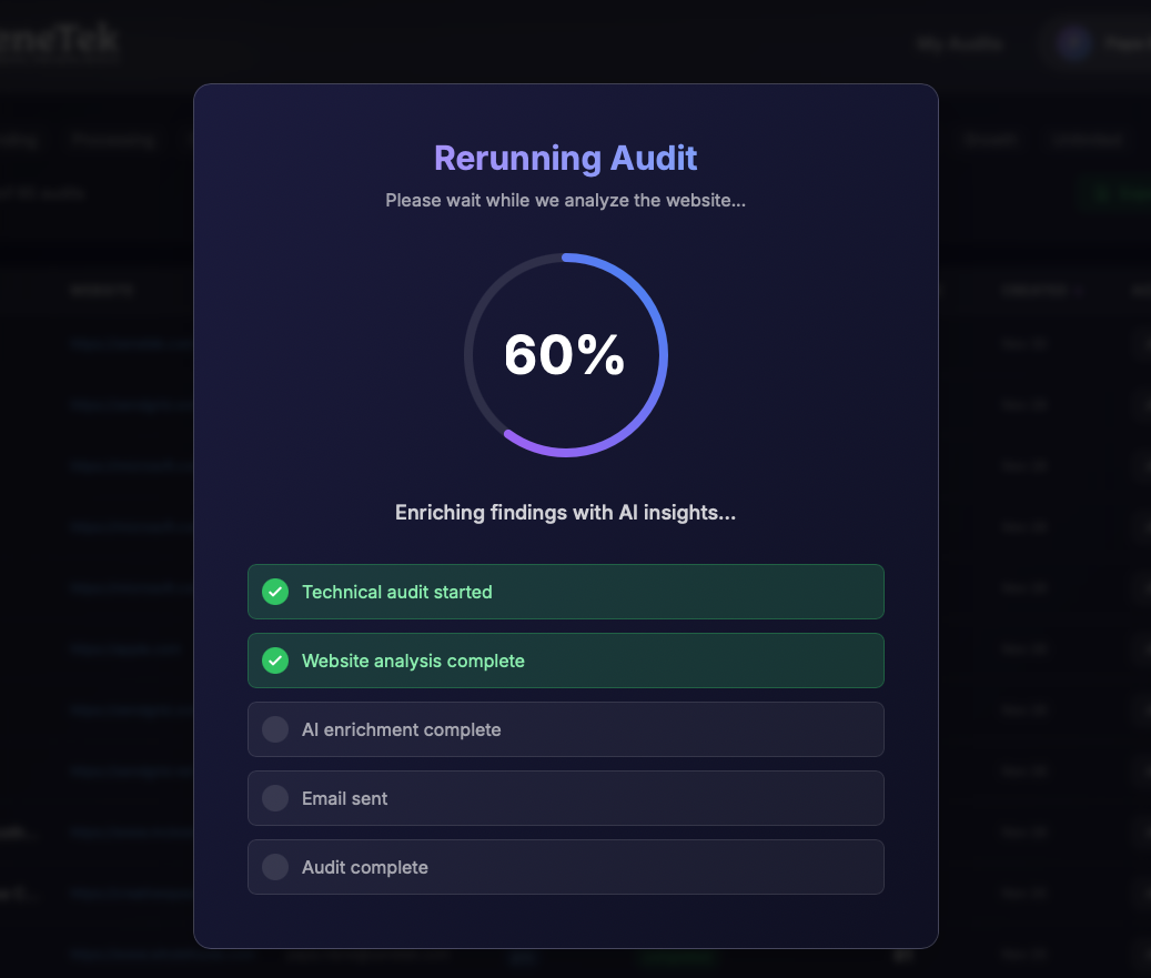 Audit Progress